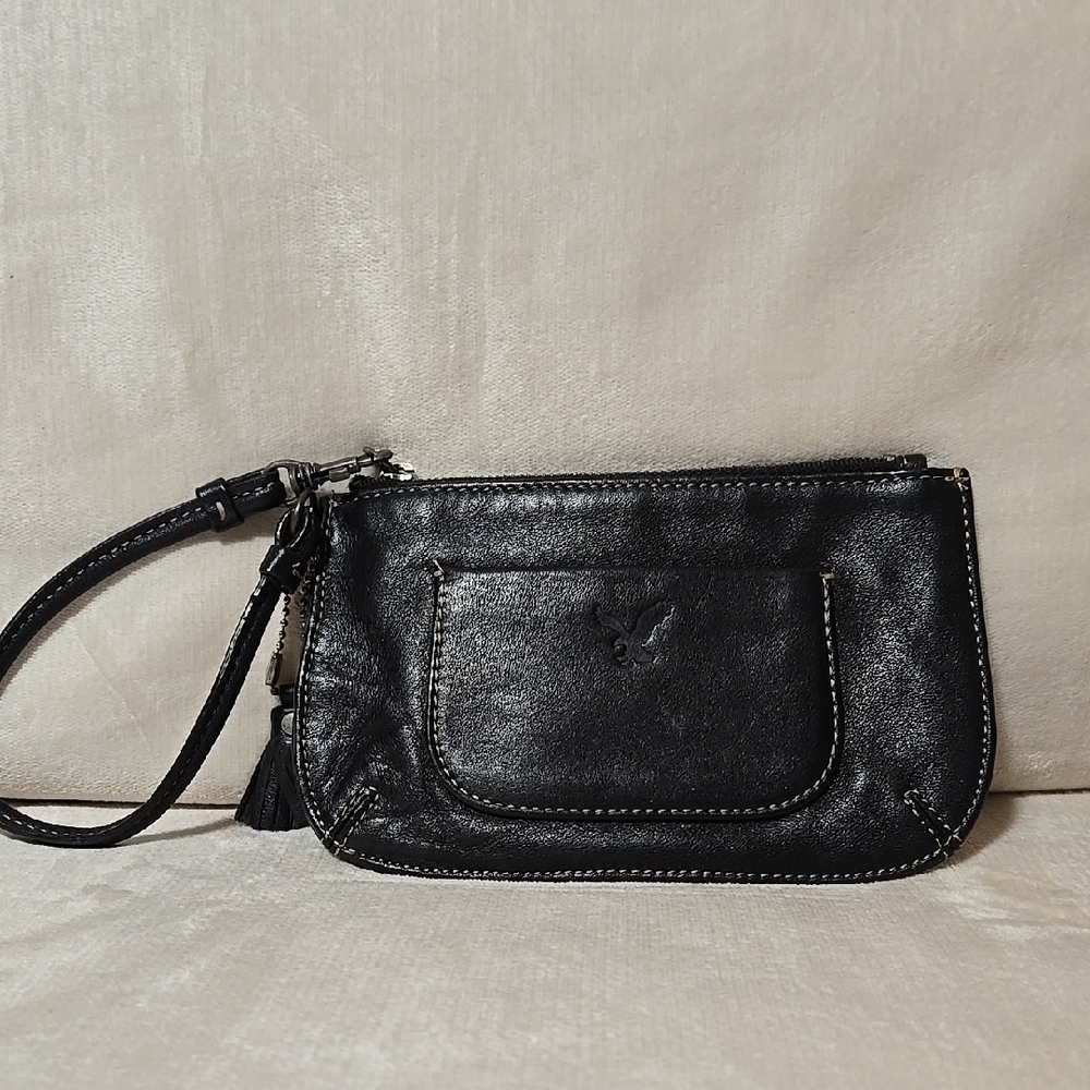 Black Leather Wristlet